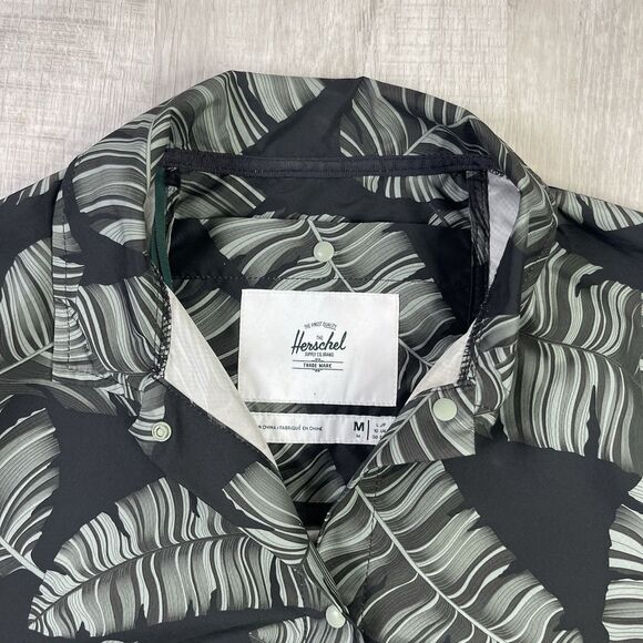 Herschel Supply Co Unisex Voyage Coach Jacket Rain Wind Green Palms Sz Medium  O - Picture 4 of 10